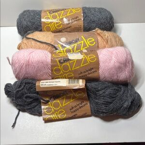 Vintage Caron Dazzle Aire Yarn - Midnight Sparkle, Peach, Pink